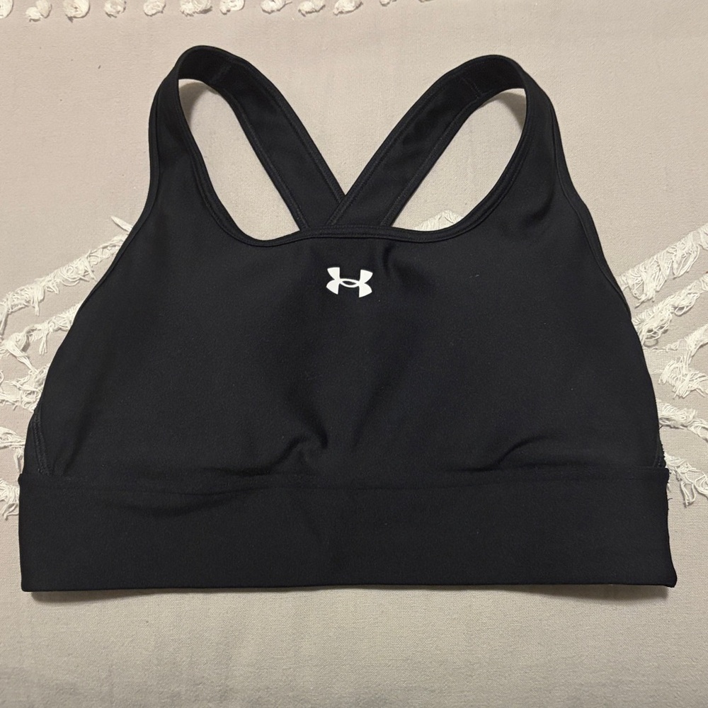 Under Armour Black Sports Bra with White Logo